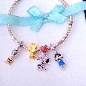 Snoopy + Charlie Brown + Woodstock +Lucy charms S925 Silver FIT Pandora